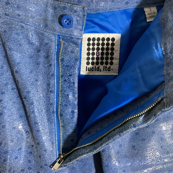 Vintage Lucid Ltd Blue Textured Leather Pants - Picture 3 of 4